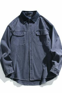 Vintage-Inspired Cargo Overshirt - Y2K Fashion with Coquette Aesthetic
