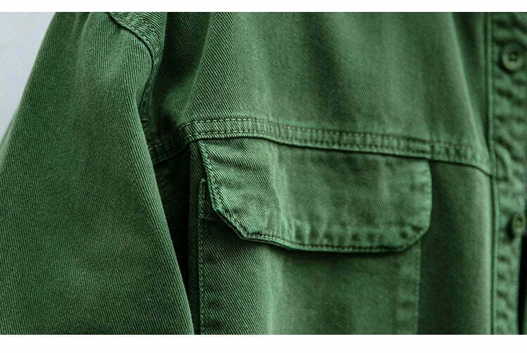Vintage-Inspired Cargo Overshirt - Y2K Fashion with Coquette Aesthetic