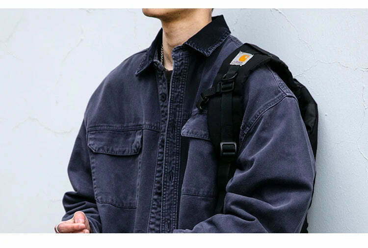 Vintage-Inspired Cargo Overshirt - Y2K Fashion with Coquette Aesthetic