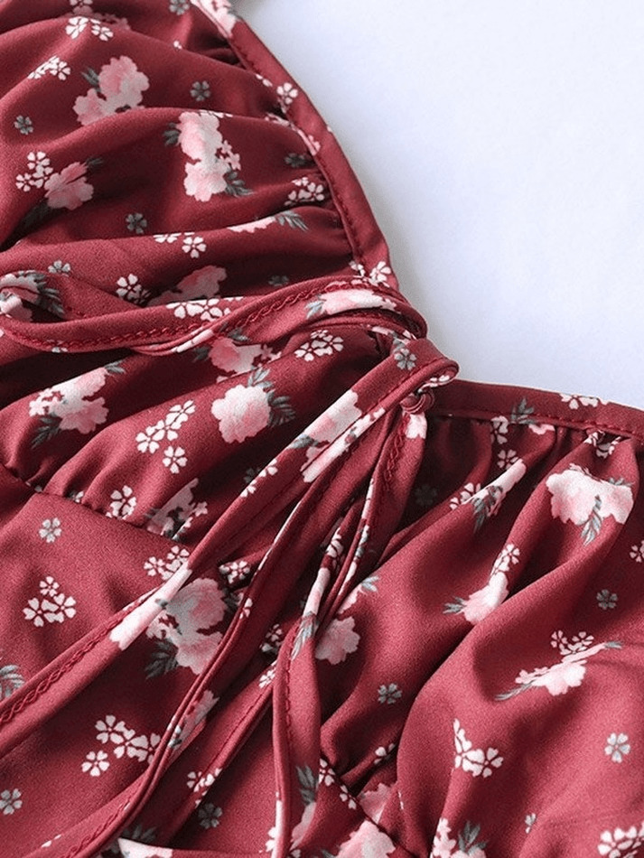 Vintage-Inspired Ditsy Floral Maxi Dress with a Split Hem - Y2K Fashion Aesthetic