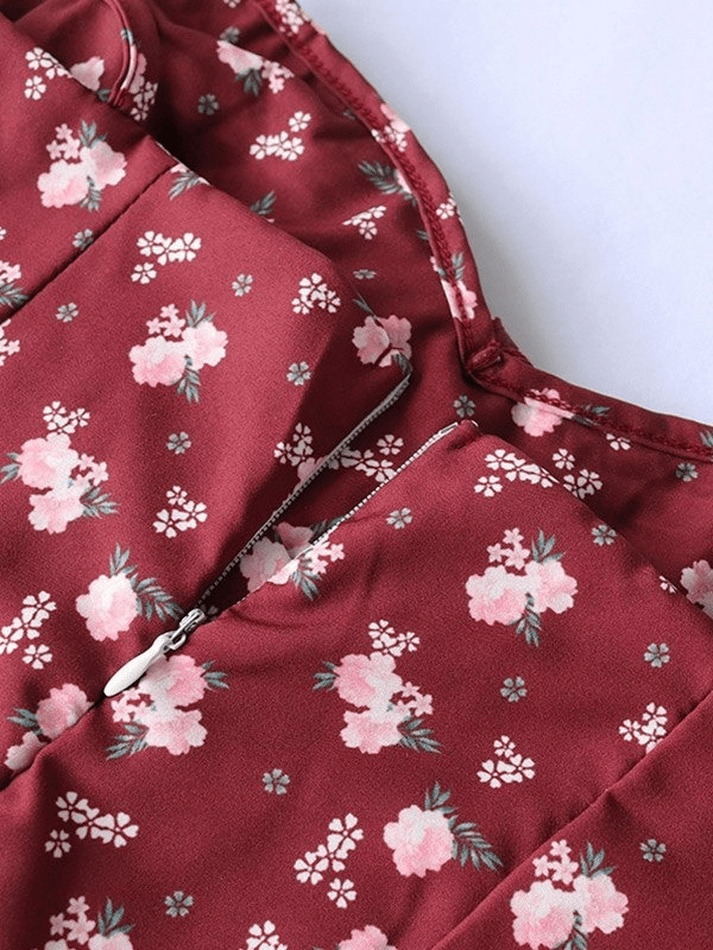 Vintage-Inspired Ditsy Floral Maxi Dress with a Split Hem - Y2K Fashion Aesthetic