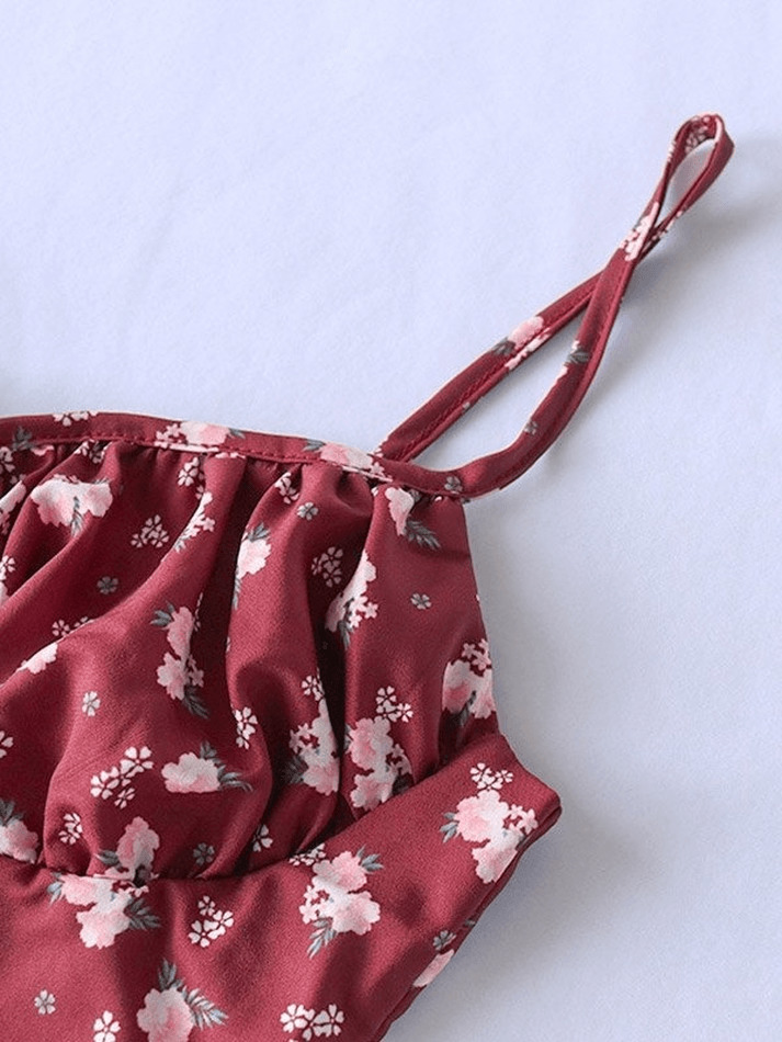 Vintage-Inspired Ditsy Floral Maxi Dress with a Split Hem - Y2K Fashion Aesthetic