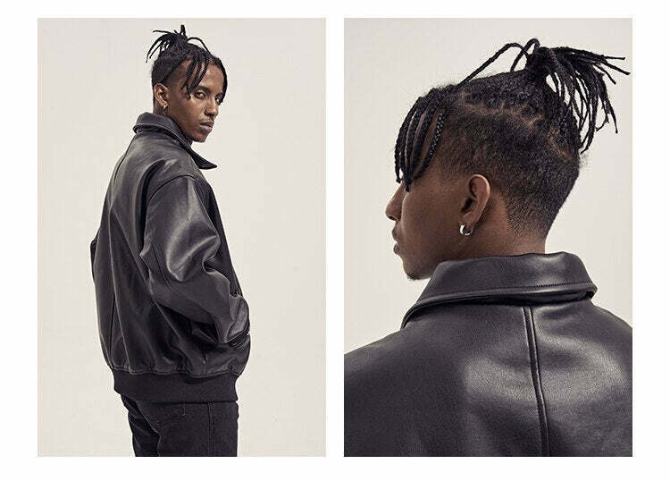 Vintage-Inspired Faux Leather Jacket with 90s Aesthetic Vibe