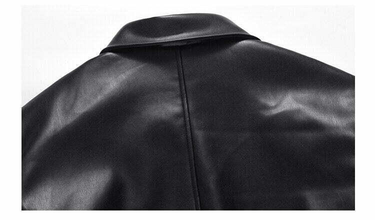 Vintage-Inspired Faux Leather Jacket with 90s Aesthetic Vibe