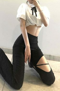 Vintage-Inspired High-Waisted Flared Trousers for Women - Y2K Fashion with a Coquette Aesthetic