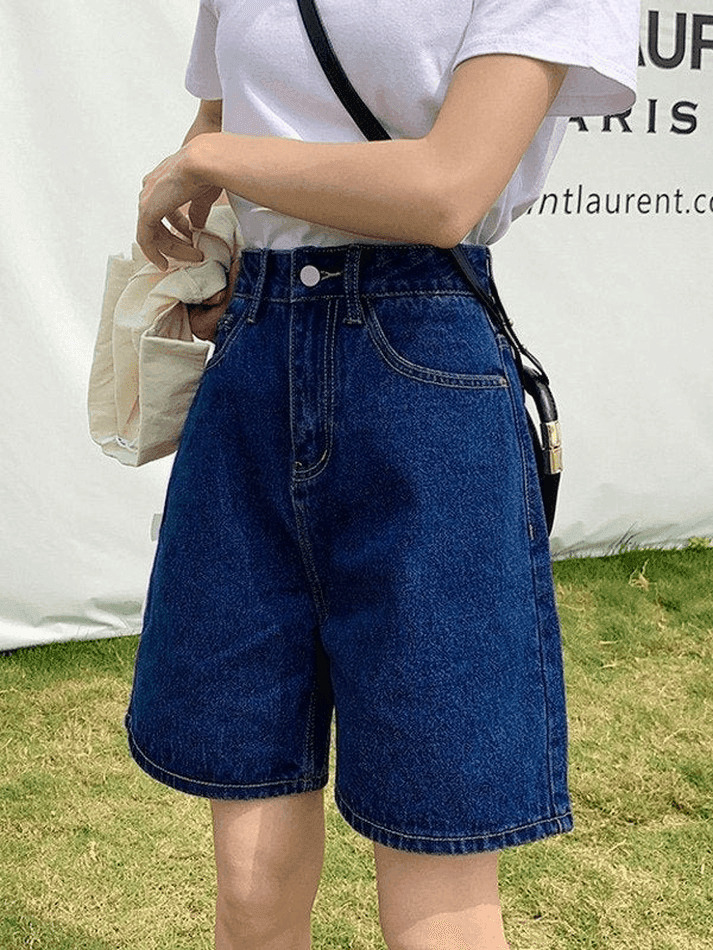 Vintage-Inspired High Waist Denim Shorts for Women - Y2K Fashion Aesthetic with a Coquette Twist