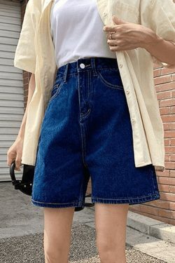 Vintage-Inspired High Waist Denim Shorts for Women - Y2K Fashion Aesthetic with a Coquette Twist