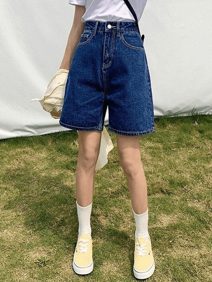 Vintage-Inspired High Waist Denim Shorts for Women - Y2K Fashion Aesthetic with a Coquette Twist