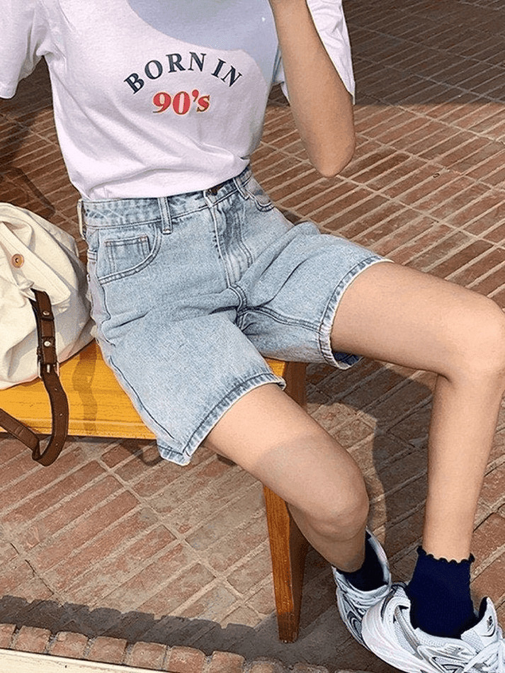 Vintage-Inspired High Waist Denim Shorts for Women - Y2K Fashion Aesthetic with a Coquette Twist