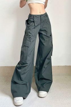 Vintage-Inspired Low Waist Cargo Pants for Women - Y2K Fashion with Grunge & Coquette Aesthetic