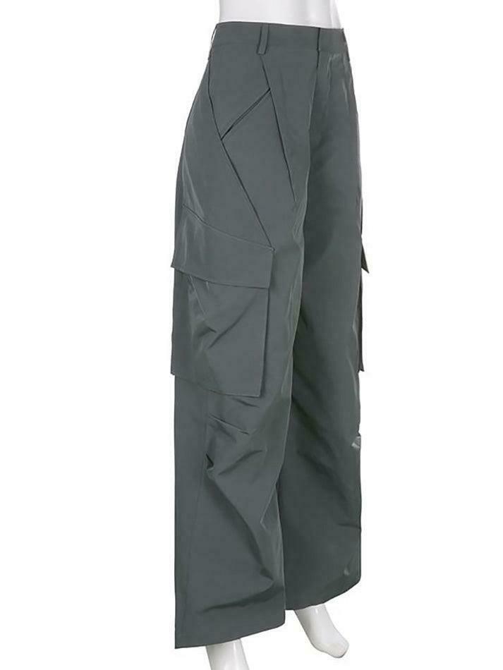 Vintage-Inspired Low Waist Cargo Pants for Women - Y2K Fashion with Grunge & Coquette Aesthetic