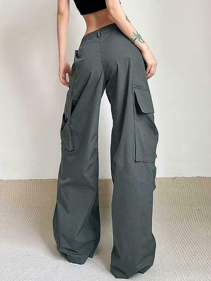 Vintage-Inspired Low Waist Cargo Pants for Women - Y2K Fashion with Grunge & Coquette Aesthetic