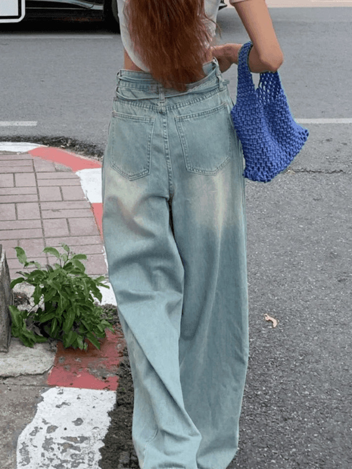 Vintage-Inspired Y2K Drawstring Cargo Skirt for Women - Coquette Aesthetic Wide-Leg Denim
