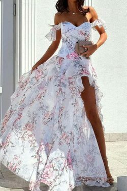 Vintage-Inspired Y2K Floral Maxi Dress for Women - Coquette Aesthetic with a Grunge Twist