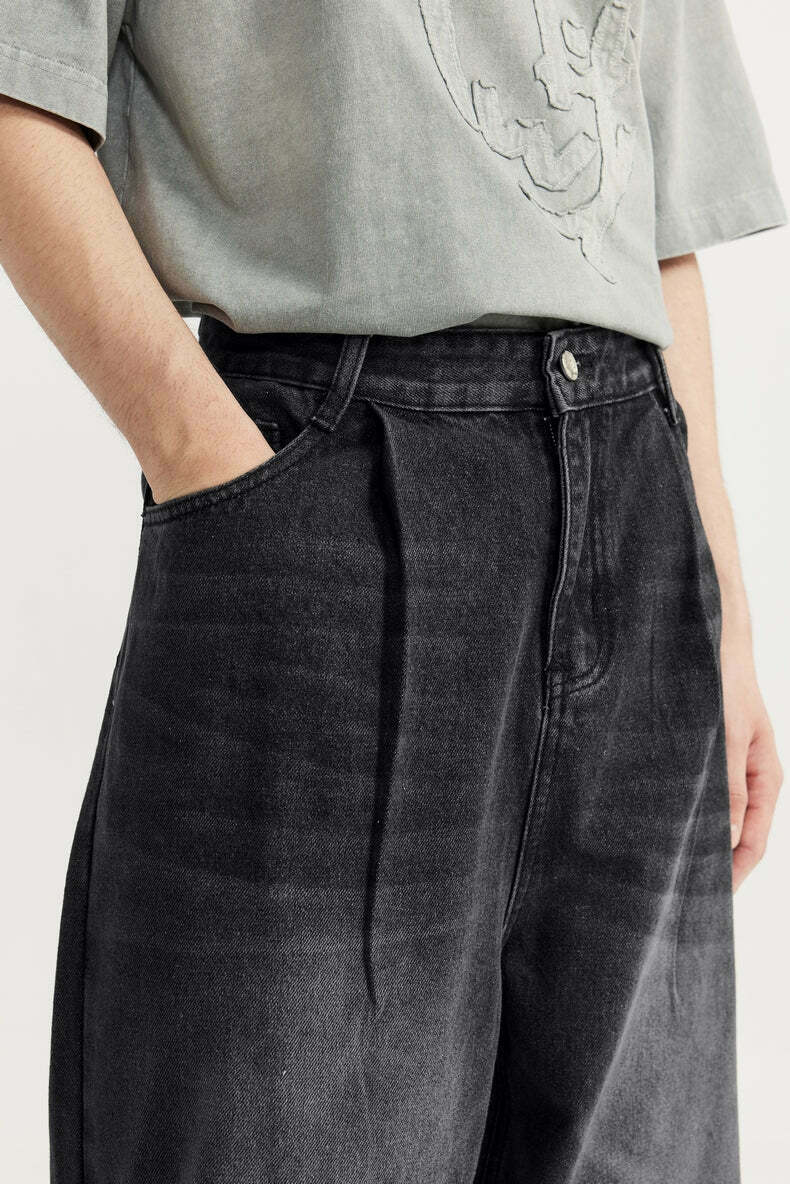 Vintage-Inspired Y2K Wide Leg Denim Jeans for Women - Coquette Aesthetic with a Grunge Twist