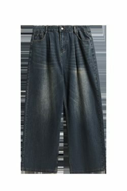 Vintage-Inspired Y2K Wide Leg Denim Jeans for Women - Coquette Aesthetic with a Grunge Twist