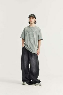 Vintage-Inspired Y2K Wide Leg Denim Jeans for Women - Coquette Aesthetic with a Grunge Twist