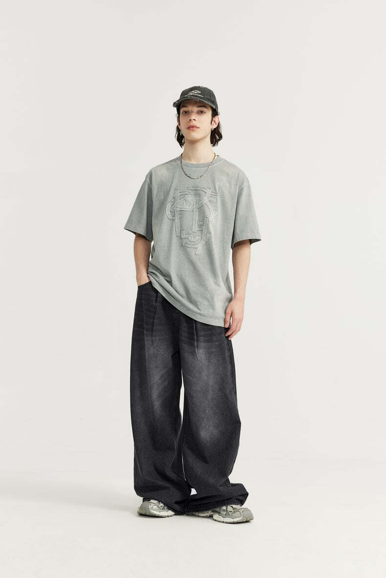 Vintage-Inspired Y2K Wide Leg Denim Jeans for Women - Coquette Aesthetic with a Grunge Twist