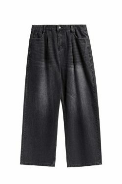Vintage-Inspired Y2K Wide Leg Denim Jeans for Women - Coquette Aesthetic with a Grunge Twist