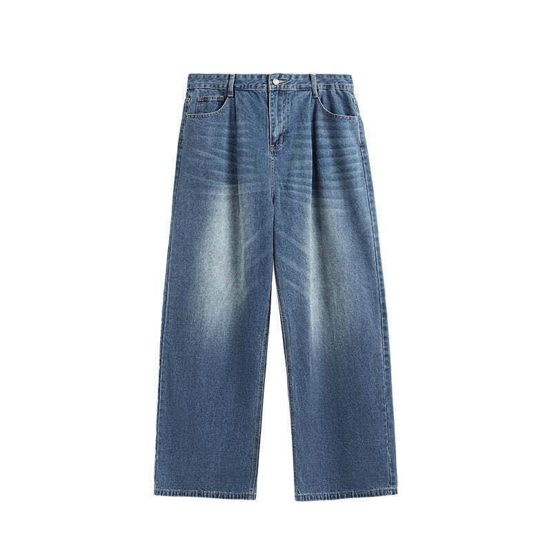 Vintage-Inspired Y2K Wide Leg Denim Jeans for Women - Coquette Aesthetic with a Grunge Twist
