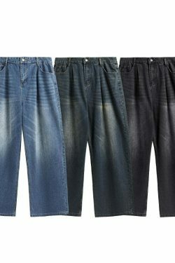 Vintage-Inspired Y2K Wide Leg Denim Jeans for Women - Coquette Aesthetic with a Grunge Twist