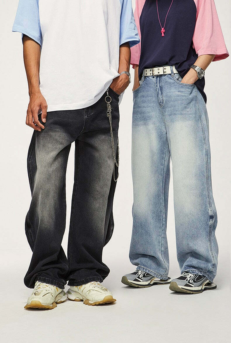 Vintage-Inspired Y2K Wide Leg Jeans for Women - Coquette Aesthetic with a Grunge Twist