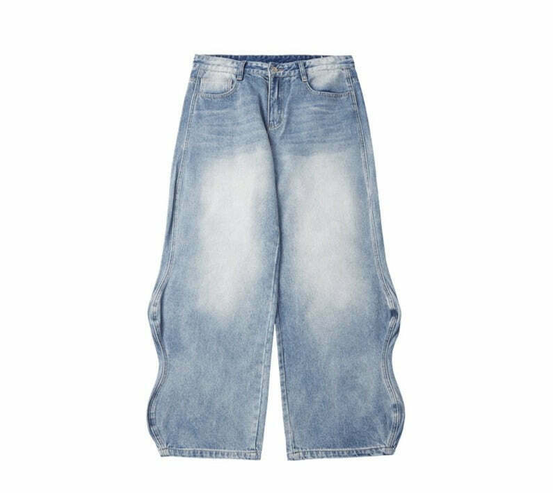Vintage-Inspired Y2K Wide Leg Jeans for Women - Coquette Aesthetic with a Grunge Twist