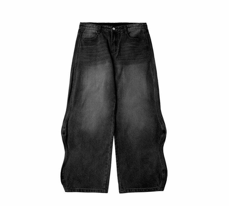 Vintage-Inspired Y2K Wide Leg Jeans for Women - Coquette Aesthetic with a Grunge Twist