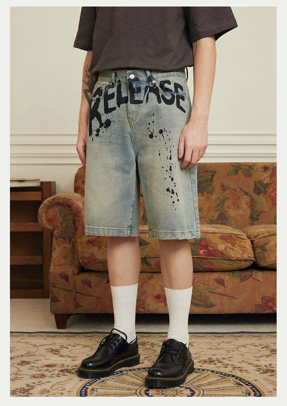 Vintage 'Release' Painted Y2K Cargo Skirt - Coquette Aesthetic Grunge Style
