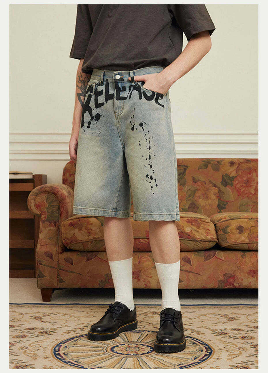 Vintage 'Release' Painted Y2K Cargo Skirt - Coquette Aesthetic Grunge Style