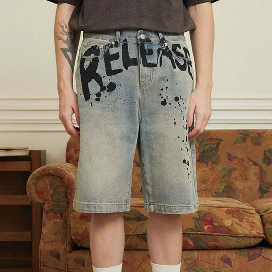 Vintage 'Release' Painted Y2K Cargo Skirt - Coquette Aesthetic Grunge Style
