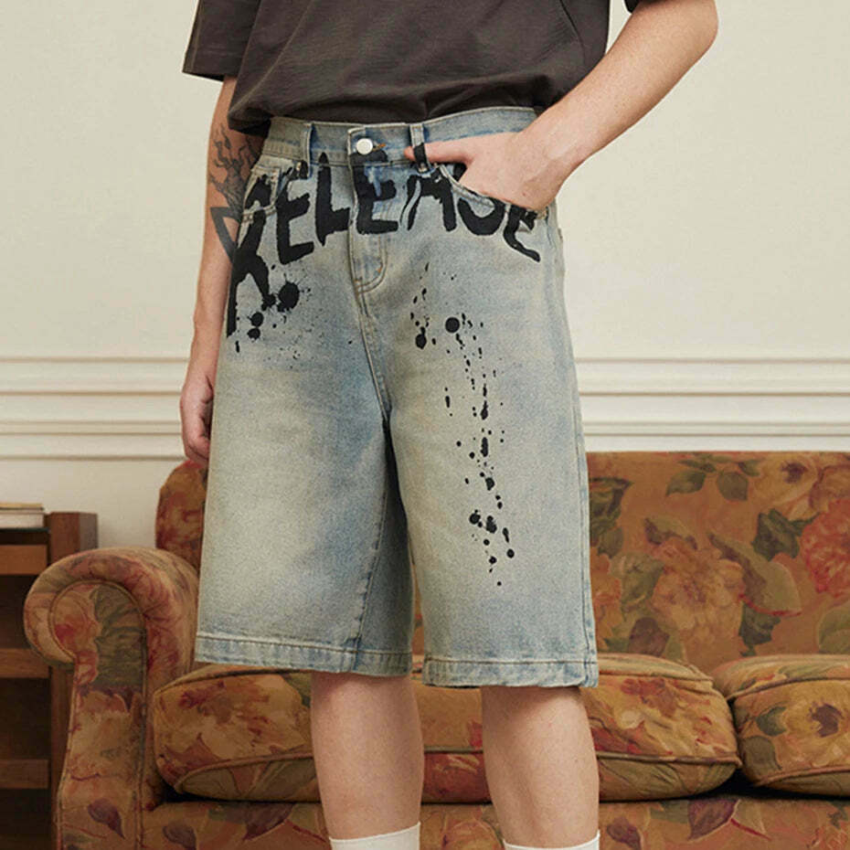 Vintage 'Release' Painted Y2K Cargo Skirt - Coquette Aesthetic Grunge Style