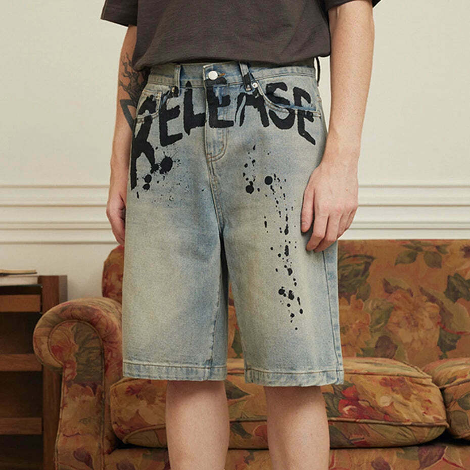 Vintage 'Release' Painted Y2K Cargo Skirt - Coquette Aesthetic Grunge Style