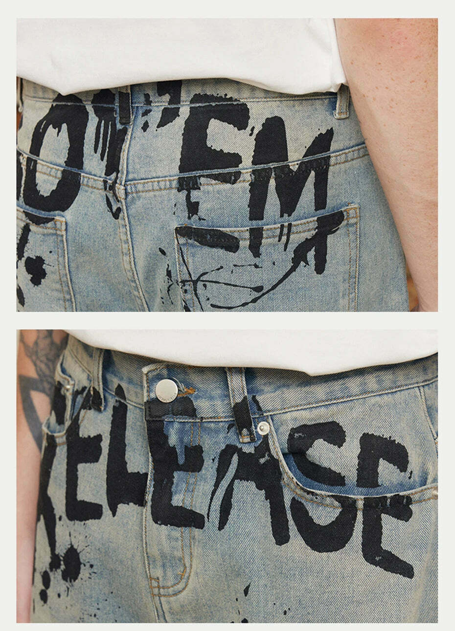 Vintage 'Release' Painted Y2K Cargo Skirt - Coquette Aesthetic Grunge Style