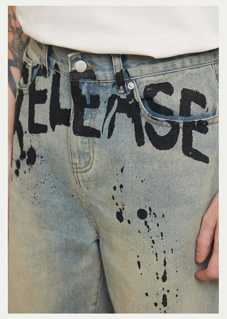 Vintage 'Release' Painted Y2K Cargo Skirt - Coquette Aesthetic Grunge Style