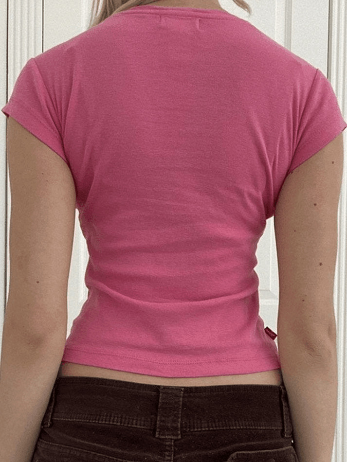 Vintage Acanthus Logo Print Baby Tee - Y2K Fashion Niche Women's Clothing