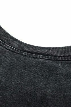 Vintage Acid Wash T-Shirt with Unique Seam Detail - Y2K Fashion Staple for Women
