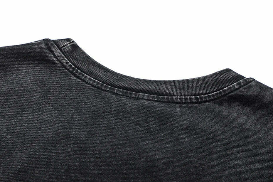 Vintage Acid Wash T-Shirt with Unique Seam Detail - Y2K Fashion Staple for Women