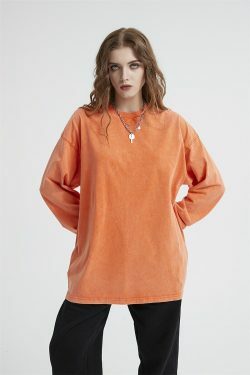 Vintage Acid Washed Long Sleeve Tee - Y2K Fashion Staple for Women - Coquette Aesthetic Grunge Style