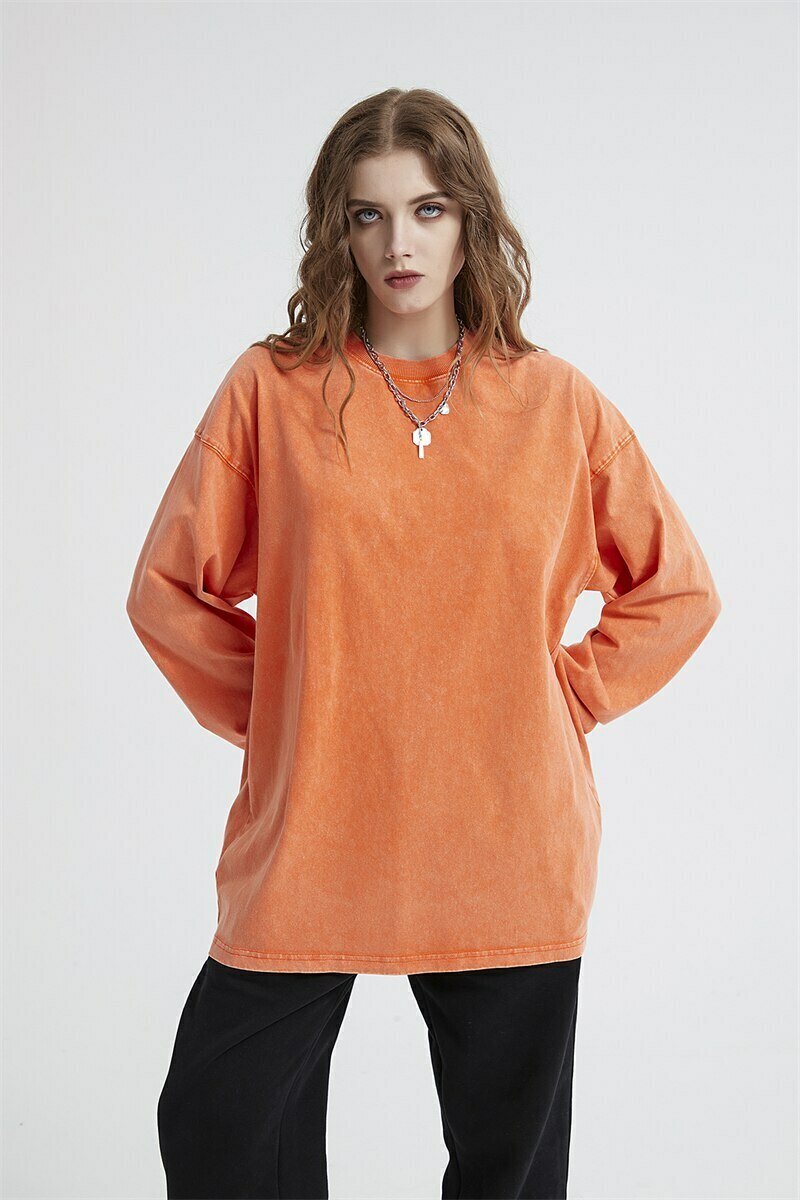 Vintage Acid Washed Long Sleeve Tee - Y2K Fashion Staple for Women - Coquette Aesthetic Grunge Style