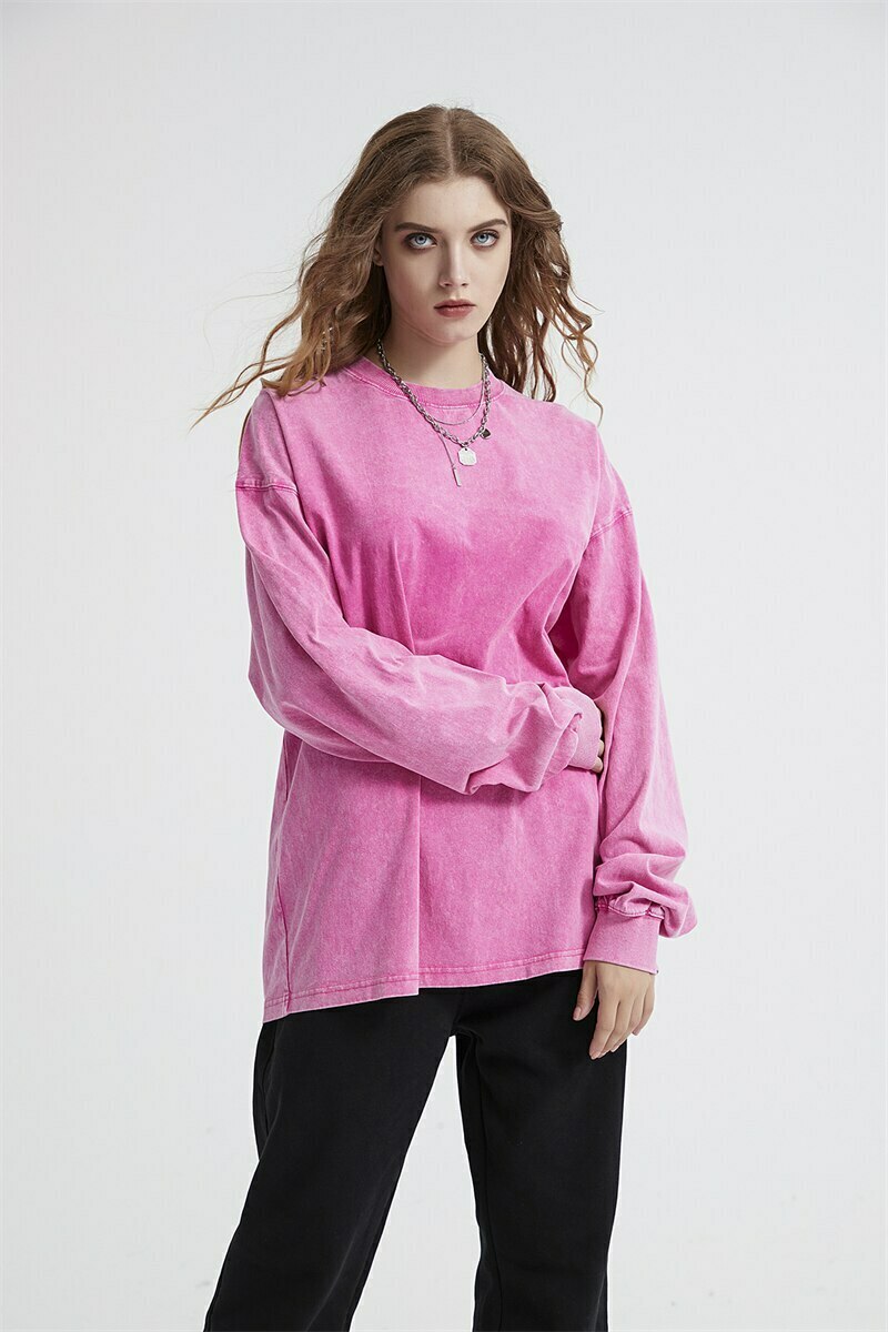 Vintage Acid Washed Long Sleeve Tee - Y2K Fashion Staple for Women - Coquette Aesthetic Grunge Style