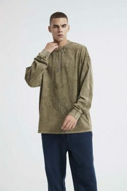 Vintage Acid Washed Long Sleeve Tee - Y2K Fashion Staple for Women - Coquette Aesthetic Grunge Style