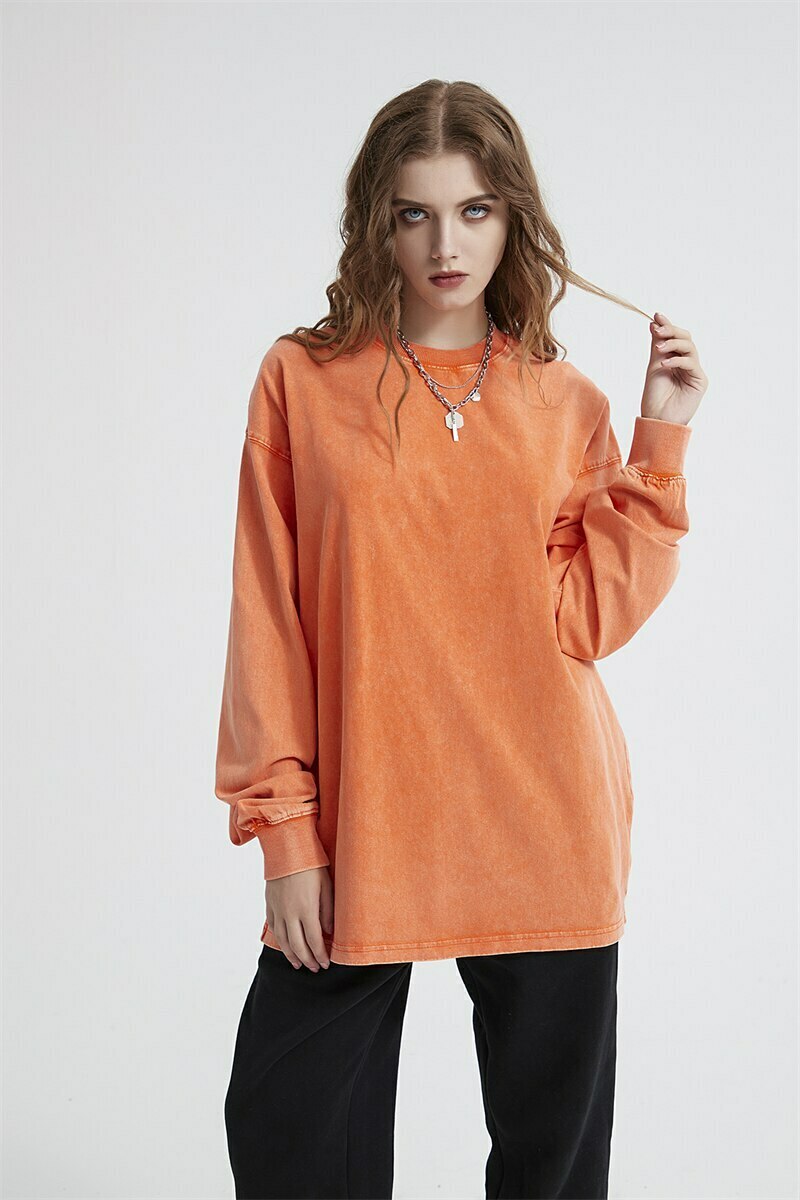 Vintage Acid Washed Long Sleeve Tee - Y2K Fashion Staple for Women - Coquette Aesthetic Grunge Style