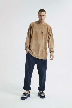 Vintage Acid Washed Long Sleeve Tee - Y2K Fashion Staple for Women - Coquette Aesthetic Grunge Style