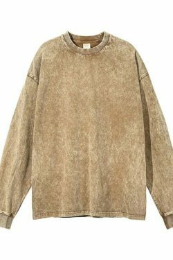 Vintage Acid Washed Long Sleeve Tee - Y2K Fashion Staple for Women - Coquette Aesthetic Grunge Style