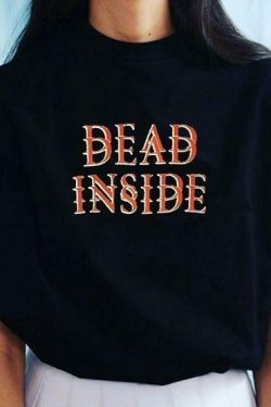 Vintage Aesthetic Dead Inside T-Shirt for Women - Y2K Fashion Grunge Style Coquette Outfit