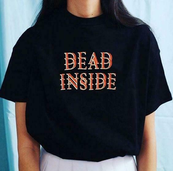 Vintage Aesthetic Dead Inside T-Shirt for Women - Y2K Fashion Grunge Style Coquette Outfit