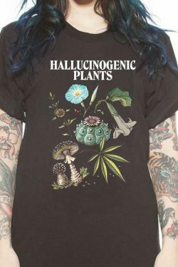 Vintage Aesthetic Hallucinogenic Plants T-Shirt - Y2K Fashion, Grunge Style, Coquette Aesthetic