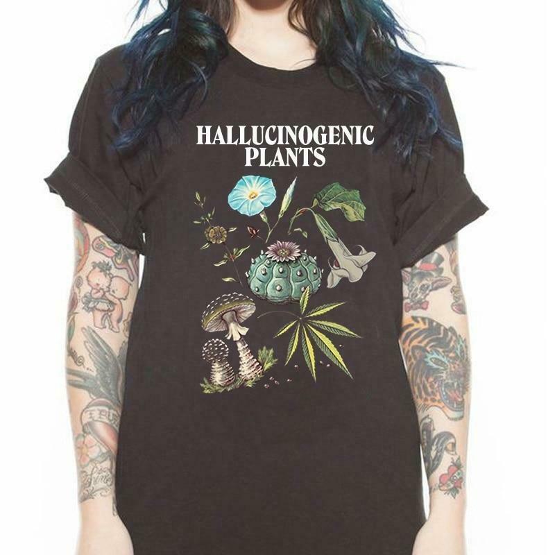 Vintage Aesthetic Hallucinogenic Plants T-Shirt - Y2K Fashion, Grunge Style, Coquette Aesthetic