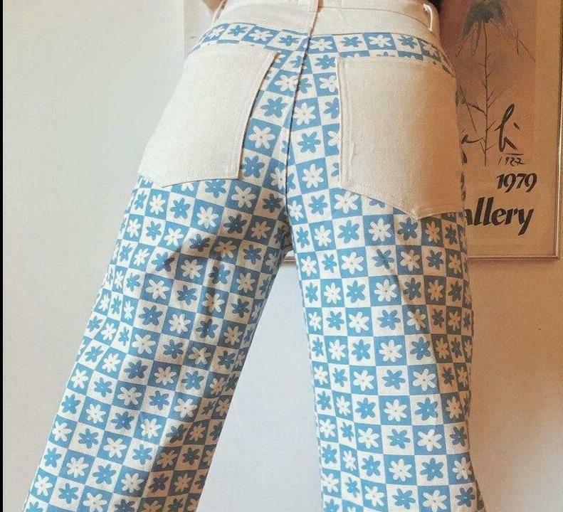 Vintage Aesthetic Indie Floral Print Pants - Y2K Fashion Grunge Style Coquette Outfits